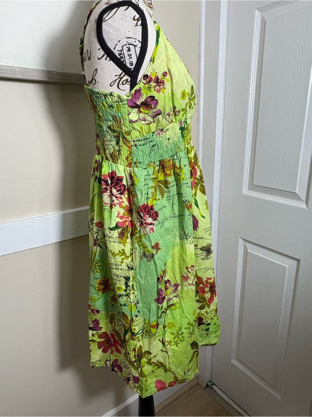 Kaviya Floral Cotton Sundress Smocked Empire Waist Boho Size L - Picture 5 of 12
